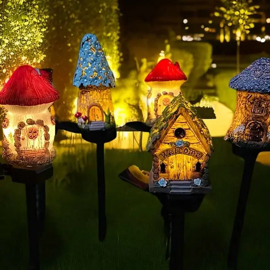 Solar Resin Mushroom House Lantern