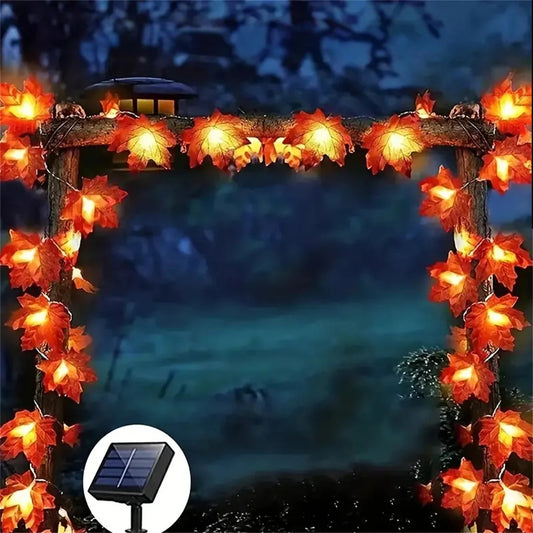 Solar Maple Leaf Light String