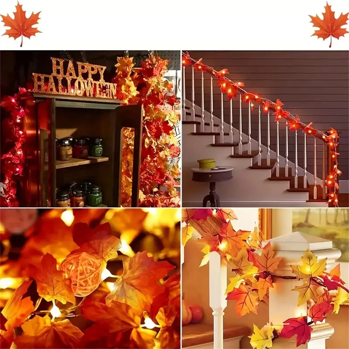 Solar Maple Leaf Light String