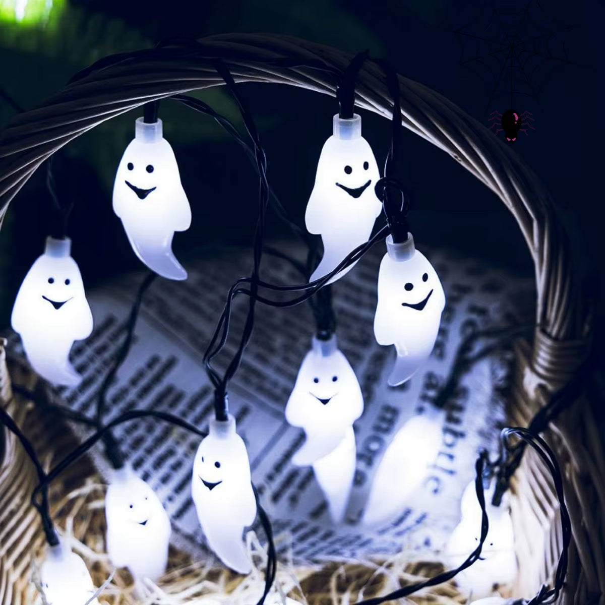 Solar Spooky Ghost String Lights