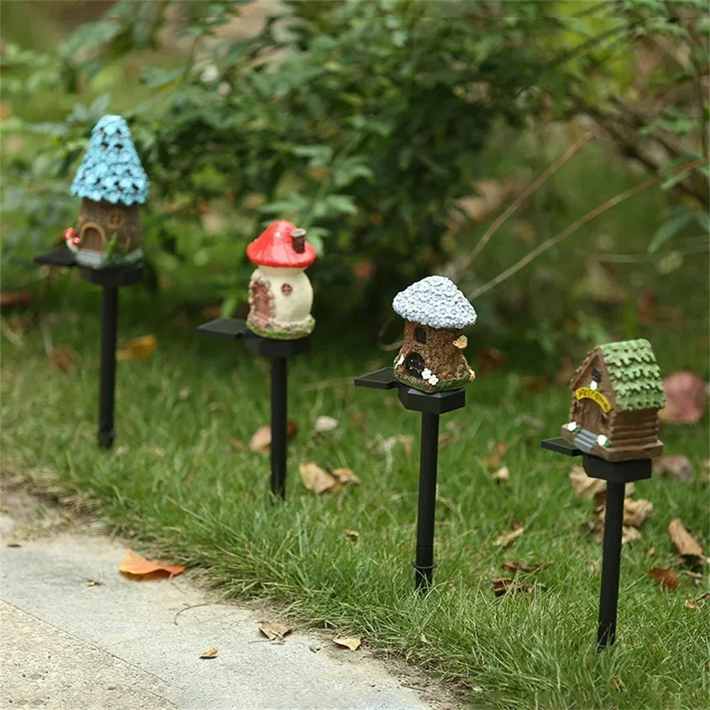 Solar Resin Mushroom House Lantern