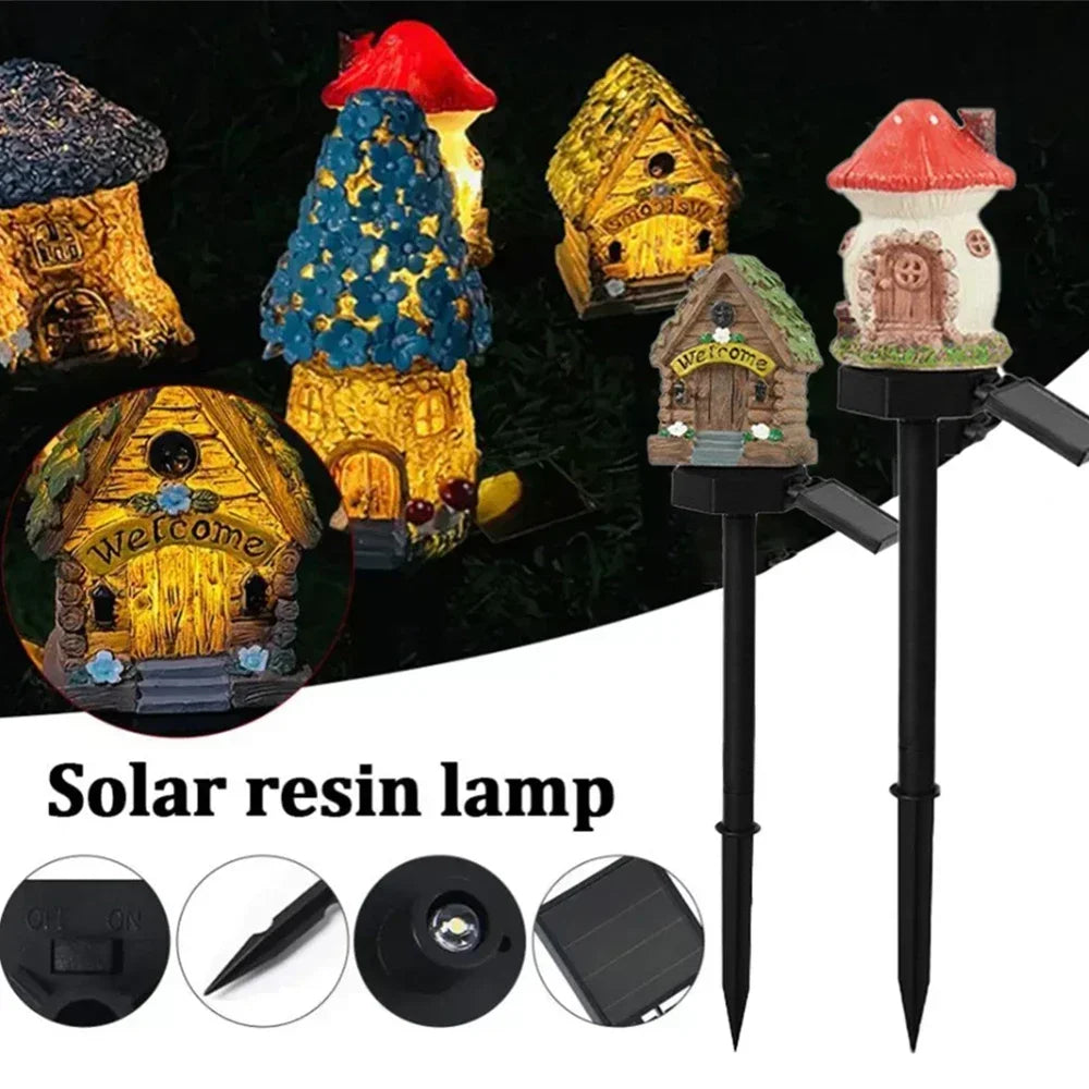 Solar Resin Mushroom House Lantern